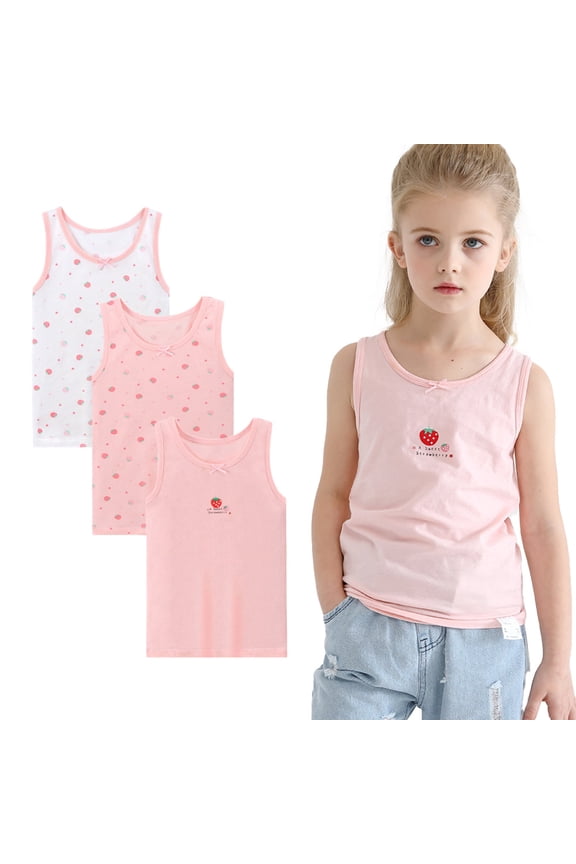 3-Pack of Seamless Girls' Camisoles, Ultra-Soft Jersey Cotton Tanks, Ideal Undershirt for Sensitive Skin and Active Lifestyles