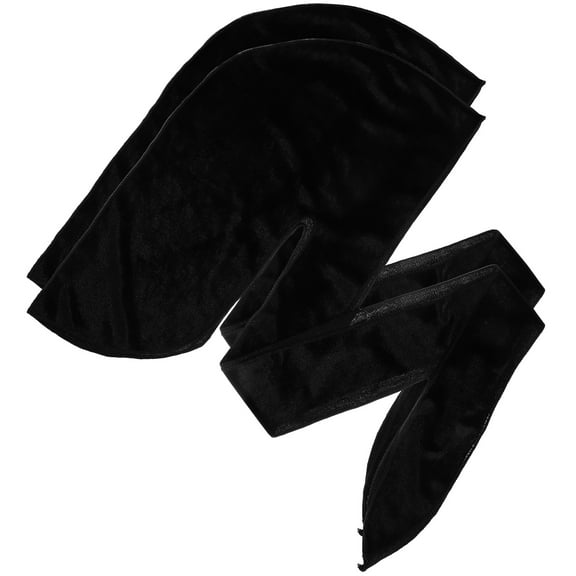 Breathable Cap Turban Hat (black) 2pcs Long Tail Durag Elastic Headwear with Golden Velvet Man