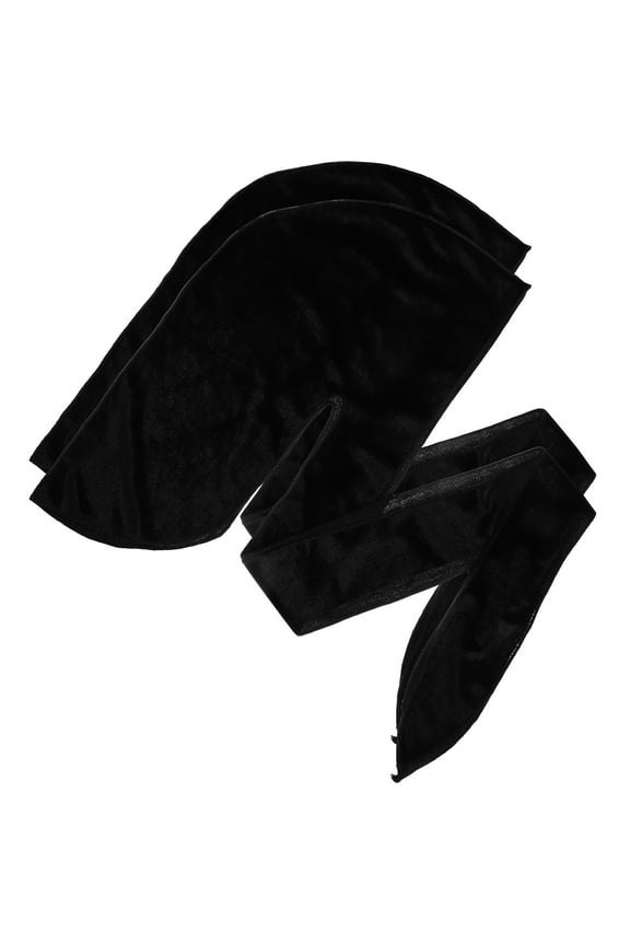 Breathable Cap Turban Hat (black) 2pcs Long Tail Durag Elastic Headwear with Golden Velvet Man