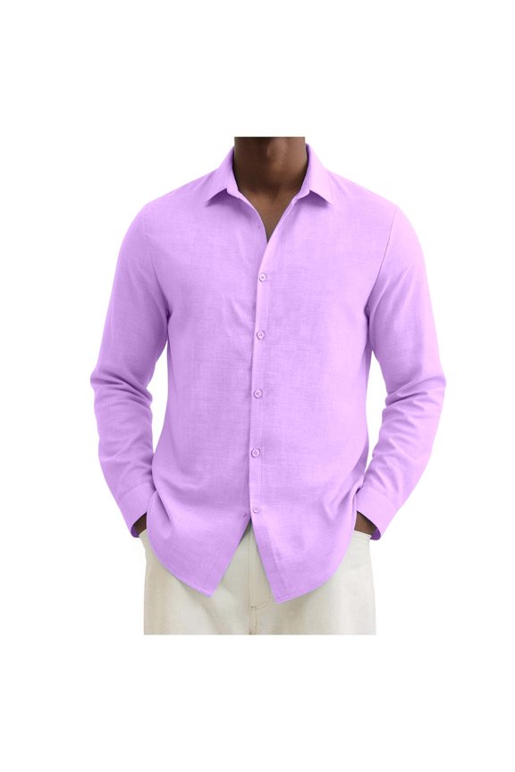 Breathable Casual Shirt Summer Linen Blend Button Down Shirt For Business Casual Wear Lightweight Comfortable Relaxed Fit Long Sleeve Top