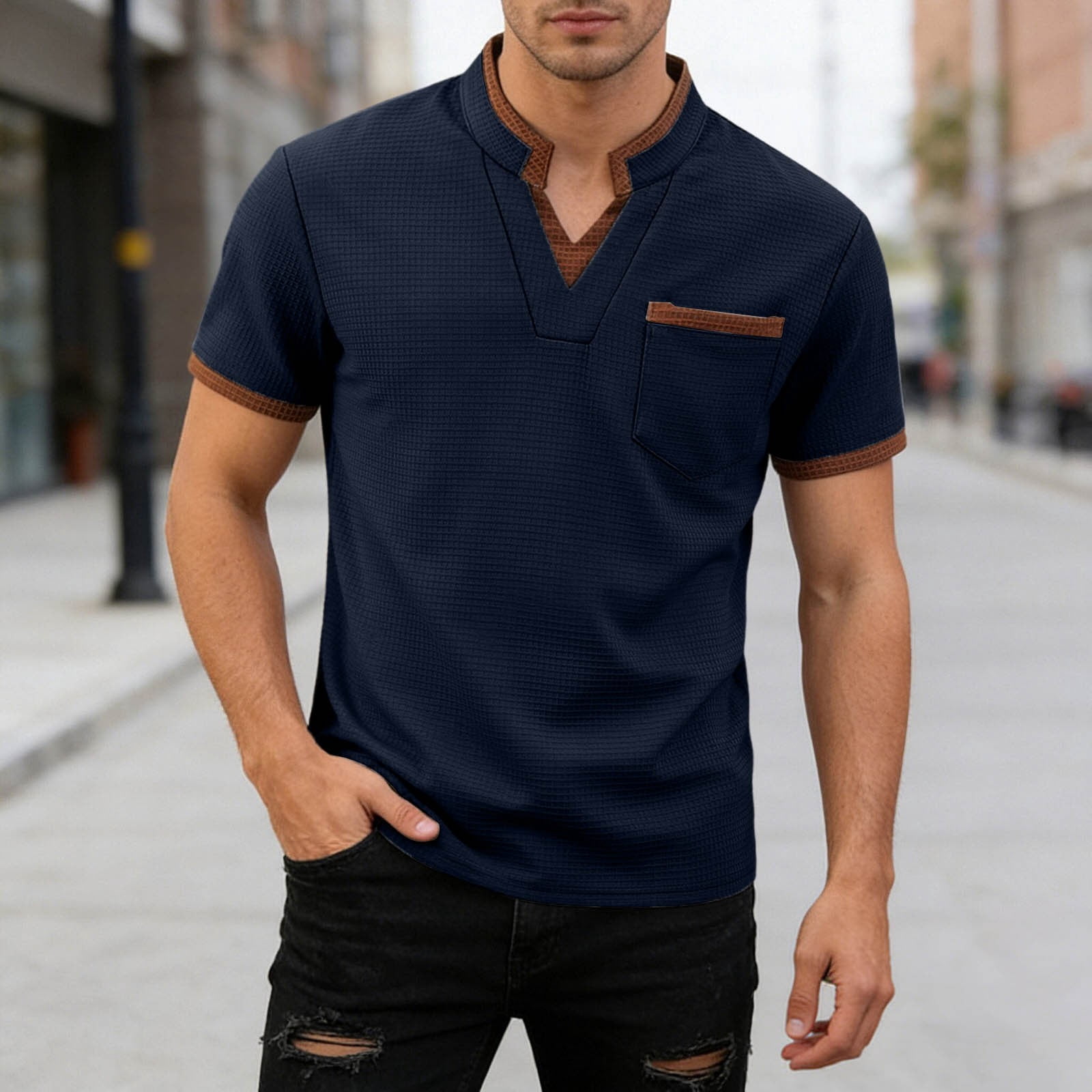 Breathable Casual ’s Shirt With Large Plaid Pattern And Chest Pocket ...