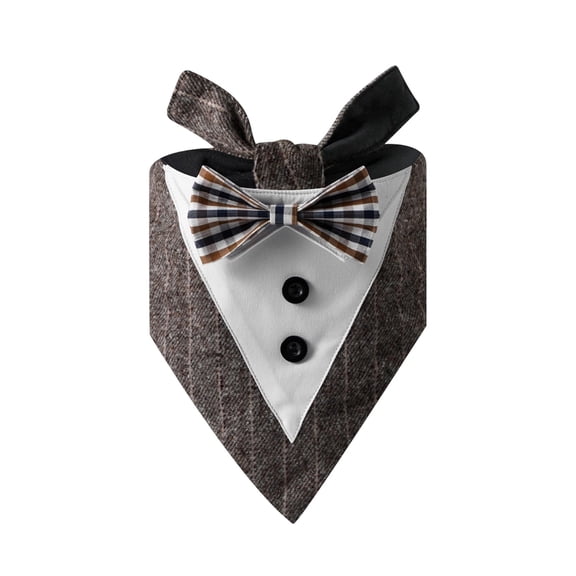 Breathable Cat Bandana Bib in Coffee Size S, Absorbent Fabric, Adjustable Neck Strap, Easy to Clean, Perfect for Small Pets