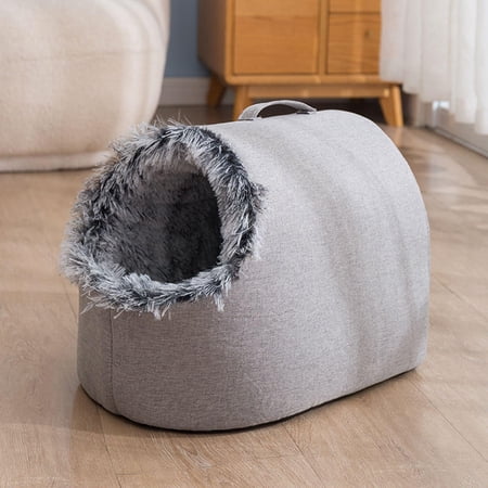 Breathable Cat House Nest Small Dog Bed Puppy Kennel Washable Winter Warm for Indoor Outdoor Cave Pet Supplies Light Gray
