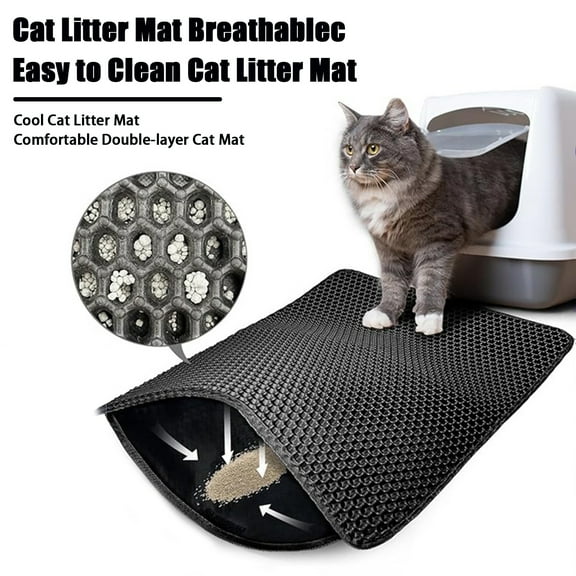 Breathable Cat Litter Mat Double Layer Structure Waterproof Hassle-free Easy to Clean Pocket Design Floor Mat for Home Pet
