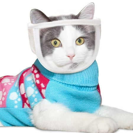 Breathable Cat Muzzle Transparent Cat Mouth Cover Bite Kitten Cat Mouth Guard Protective for Grooming Bathing Nails S