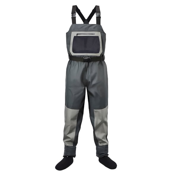 Breathable Chest Waders for Men & Women, 3-Ply Nylon/PVC Waterproof Fishing Hunting Waders with Pockets and Neoprene Stocking for 4 Seasons Fly Fishing