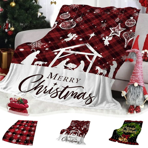 Breathable Christmas Blanket Throw for Sofa Fuzzy Soft Washable Holiday Decor Cozy Warm Seasonal Bedding Accessory Comfortable Lightweight Fabric Adds Festive Touch to Living Room Bedroom