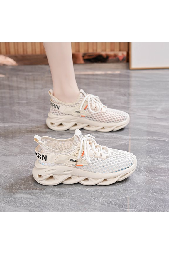 Breathable Chunky Platform Sneakers, Ladies Summer Daily Sports Shoes, moisture wicking mesh fabric, thick stable sole, trendy casual footwear for indoor and outdoor