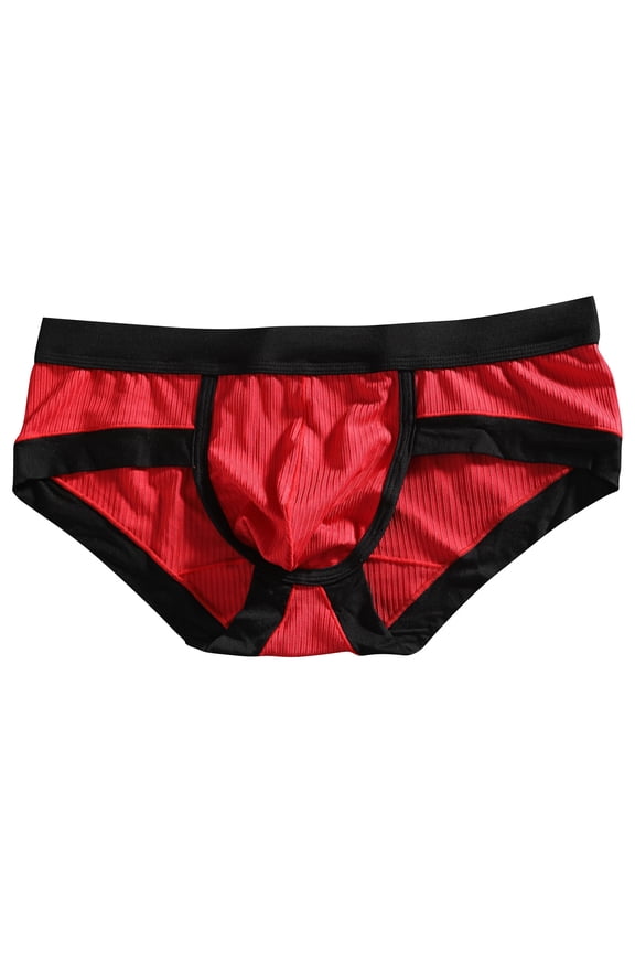 Breathable Comfy Underwear Mens Briefs Low Waist Sexy Ribbed Solid Color
