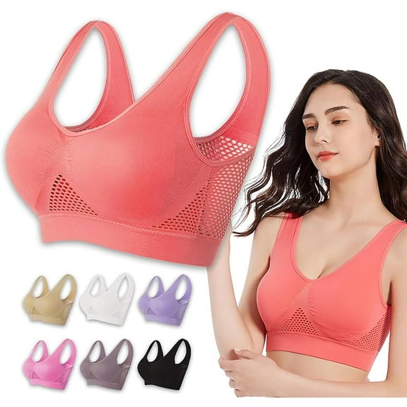 Breathable Cool Liftup Air Bra, 2024 New Sports Bra Large Size Air Bra, Comfortable Mesh Sports Bra for Women