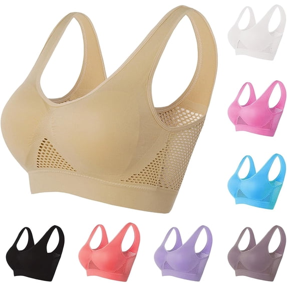 Breathable Cool Liftup Air Bra,Full Support Women's Sports Bras Large Size No Underwire Comfy Bras for Women S-7XL