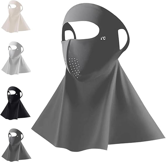 Breathable & Cooling Full Face Sun Mask with Neck Cover, UV Face Cover ...