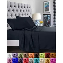 Elegant Comfort Luxury 4-Piece Breathable Microfiber Bed Sheet Set, King Size, Deep Pockets - Black