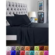 Elegant Comfort Hotel Luxury 4-Piece King Sheet Set, Breathable Cooling Microfiber Bedding, Deep Pocket, Black