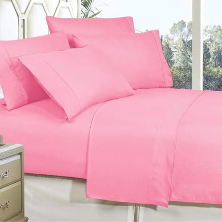Elegant Comfort 1500 Hotel Quality Microfiber Wrinkle and Fade Resistant Cozy 6-Piece Bedding Set, California King Light Pink