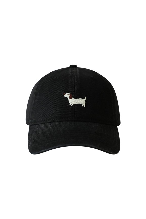 Breathable Cotton Blend Embroidered Puppy Design Adjustable Unisex Baseball Hat Multiple Colors