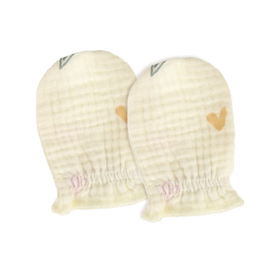 Breathable Cotton Infant Hand Protectors Scratch Resistant Mittens Machine Washable Gloves Pair for 0 to 24 Month Baby