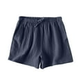 thumbnail image 1 of Breathable Cotton Linen Shorts-Women Mid Elastic Waist Short Classic Fit Pants Solid Color Casual Shorts Drawstrings Pant Lightweight Comfort Lounge Shorts, 1 of 6