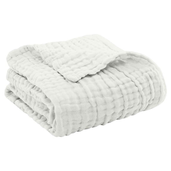 Breathable Cotton Muslin Throw Blanket, Temperature Regulating Ultra Soft Skin Friendly Cover, Wrinkle Resistant Washable Blanket for Sofa Bed Travel Adult Daily Rest Use
