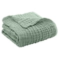 thumbnail image 1 of Breathable Cotton Muslin Throw Blanket, Temperature Regulating Ultra Soft Skin Friendly Cover, Wrinkle Resistant Washable Blanket for Sofa Bed Travel Adult Daily Rest Use, 1 of 9
