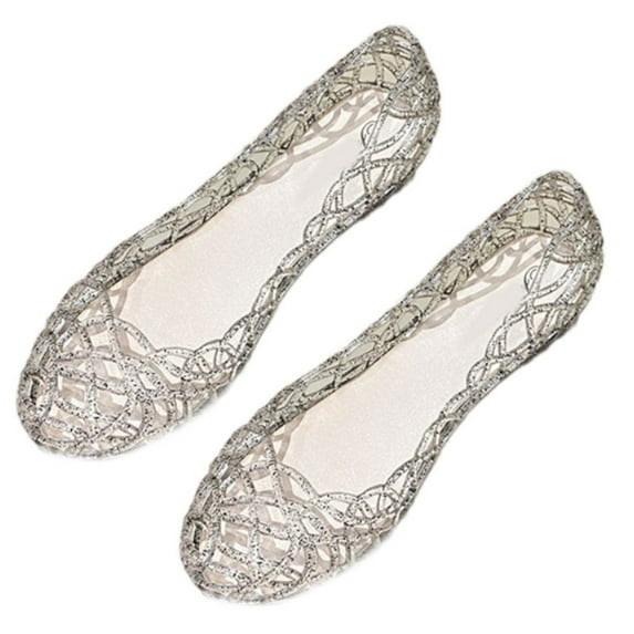 Breathable Crystal Jelly Dance Shoes Flat Soles Lightweight Slip On Sandals For Women Practice Performances Casual Wear