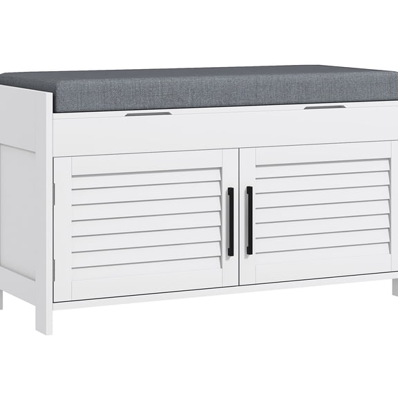 Breathable Cushion - Modern Look with Shutter Doors - Entryway Decor - Organize Shoes and Items