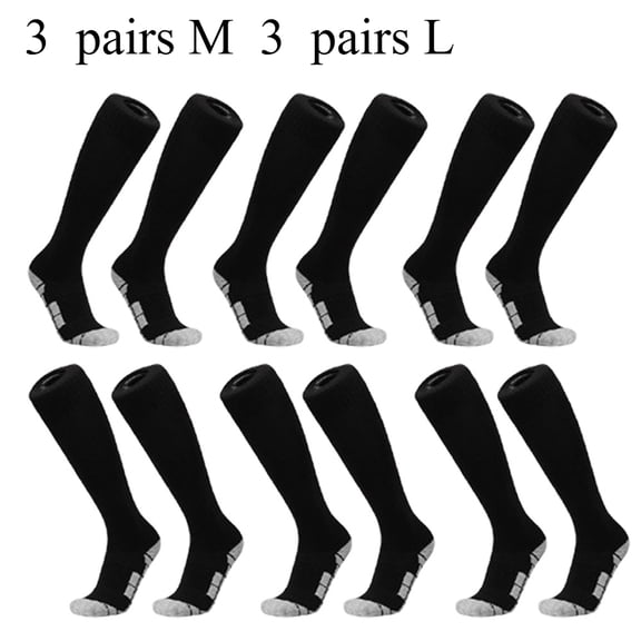 Breathable Cushioned Athletic Socks, 6 Pairs (3 M 3 L) Knee-High Socks for Soccer Baseball Basketball, Unisex Adults Teens Multi-Sport Use