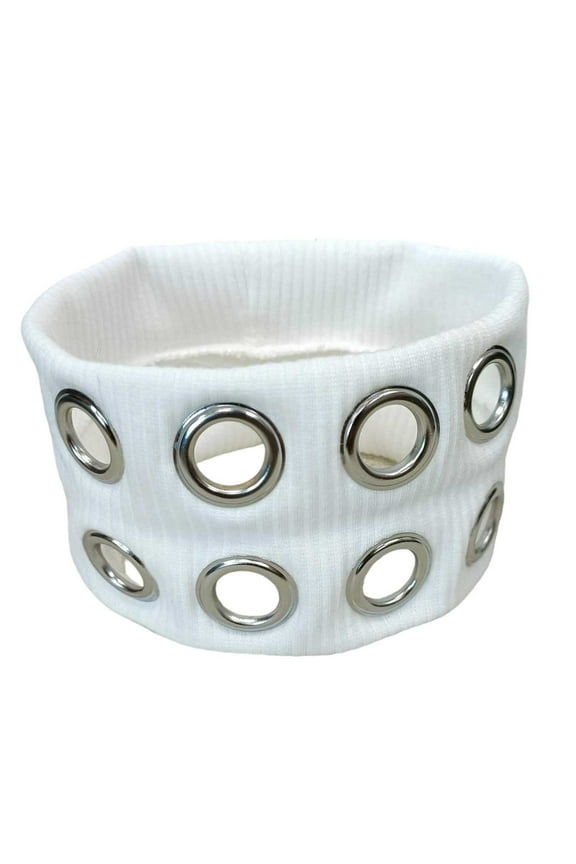 Breathable Cutout Headband With Metal Stretchy Wide Hair Band For Women Punk Style Fashion Accessory