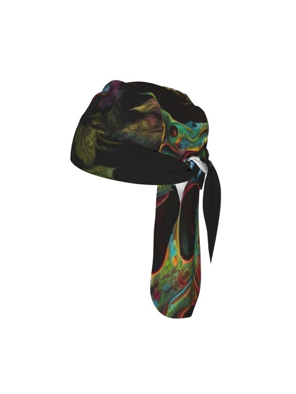 Breathable Cycling Cap Mesh Skull Cap Sweatband Adjustable Unisex Headwrap for Outdoor Activities, Skull Dragon Death Psychedelic Vintage