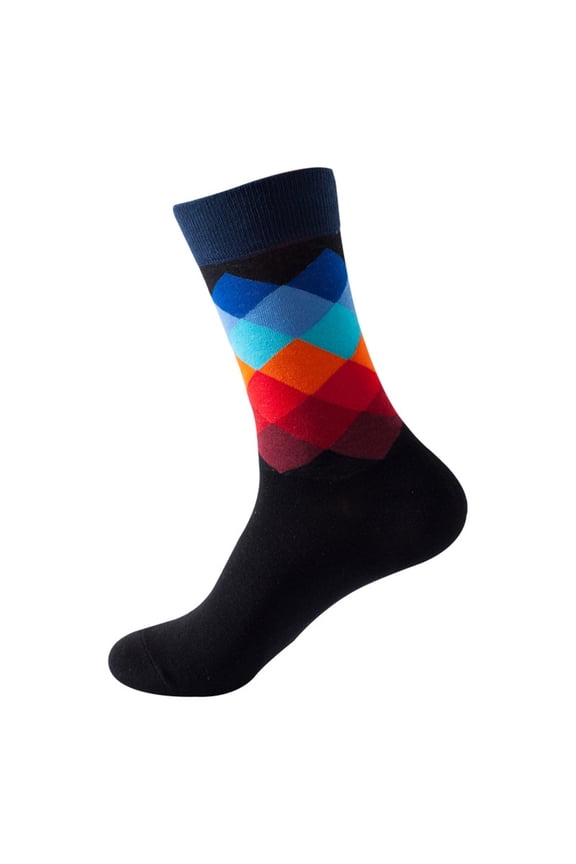 Breathable Diamond Grid Pattern Socks Comfortable Mid-Calf Socks Running Socks Womens