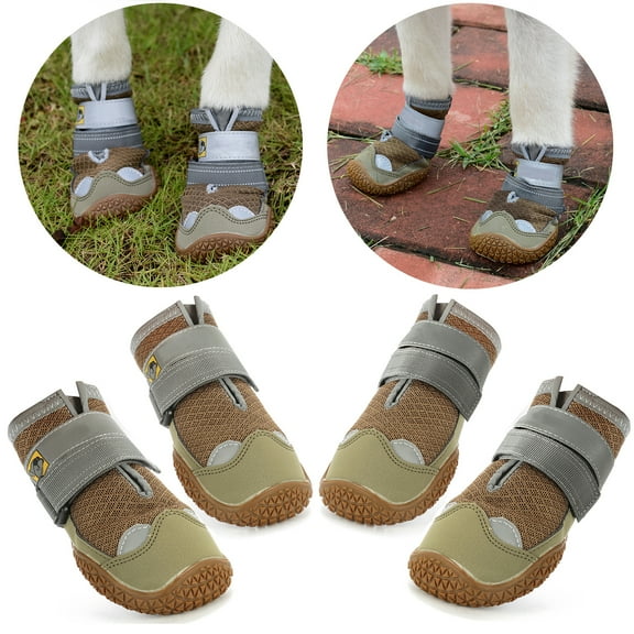 Breathable Dog Shoes, Dog Boots for S/M/L Dogs, Anti-Slip Booties Paw Protector with Reflective Straps 3#