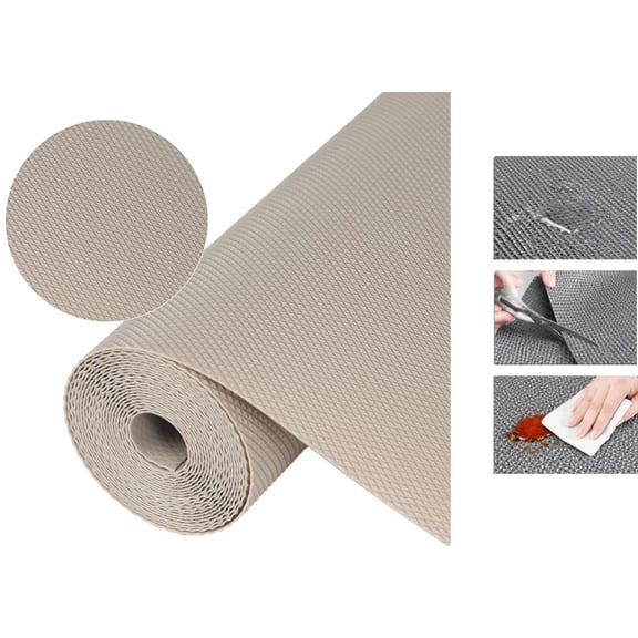 Breathable Drawer Liner & Shelf Liners for Cabinets – Washable, Reusable, Ideal for Kitchen, Laundry & Toolboxes (11.8"W x 118"L, Khaki)