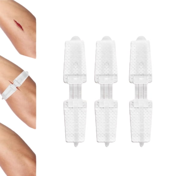 Breathable Elastic Bandage Zip Stitch Wound Closure Strip 3pcs Wound Close Strips with Zip Closure 0.59x3.15in Portable Home Supply