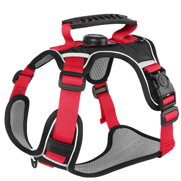 Breathable Escape Proof Dog Harness with Tracking Pocket for Extra Small Breeds, Reflective Adjustable Mesh Padded Puppy Training Vest, Red XS