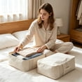 thumbnail image 1 of Breathable Fabric Storage Bags for Clothes with Clear Window Reinforced Handles Foldable Storage Containers for Closet Organization Bedding Blankets, 1 of 9