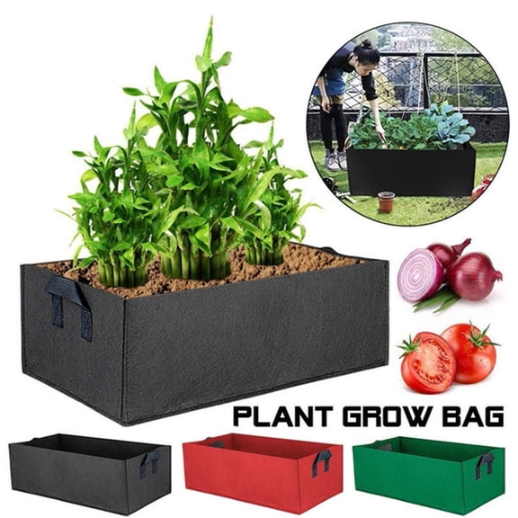 Breathable Felt Plant Growing Bag, Non Woven Fabric Rectangular Flower Seedling Container for Indoor Outdoor Balcony Vegetable Herb Gardening 23.6x11.8x7.9inch