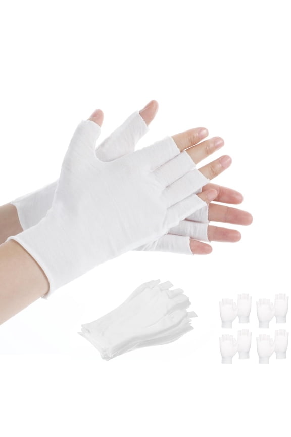 Breathable Fingerless Gloves,12 Pairs Cotton Moisturizing Gloves,One Size Fits Most,7.5x3.9In,Dry Hands,Skin Treatment