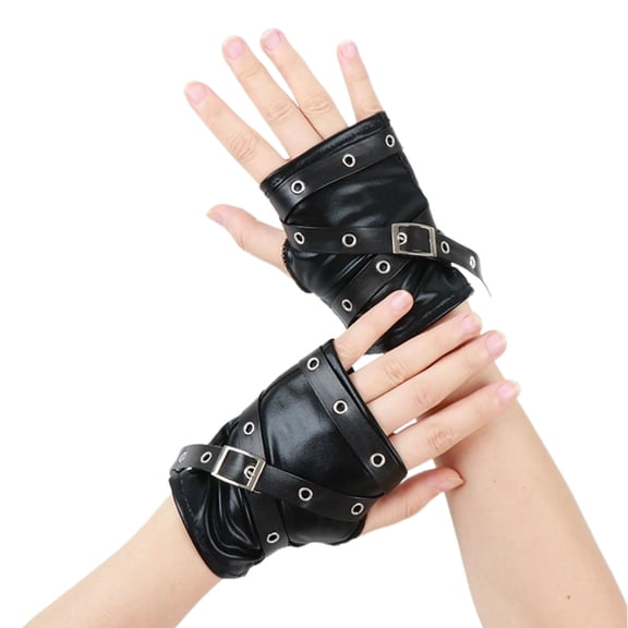 Breathable Fingerless Gloves Punk Design With Detail Soft Lining Fashion Rock Outfit Accessory