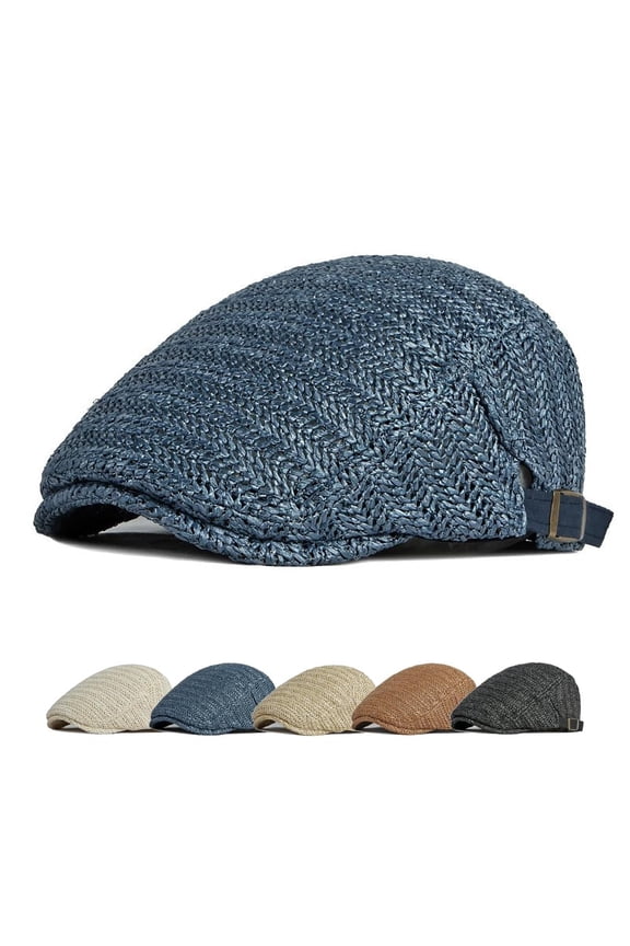 Breathable Flat Cap with Adjustable Strap, Mesh Summer Newsboy Hat for Men Women