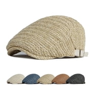 Breathable Flat Cap with Adjustable Strap, Mesh Summer Newsboy Hat for Men Women