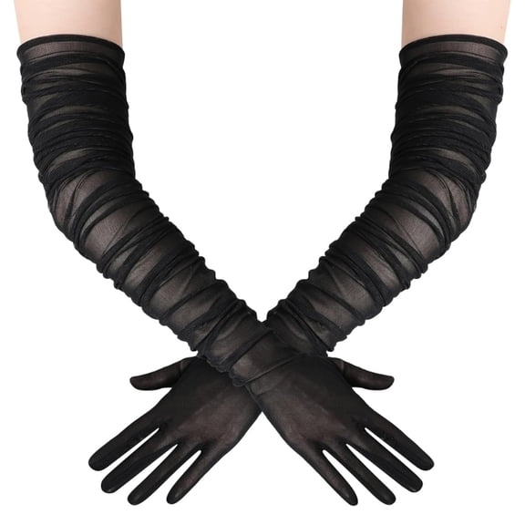 Breathable Fold Resistant Sheer Gloves 27-39 Inches Prom Occasion Long Glove