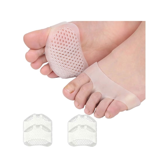 Breathable Forefoot Pads - for Women and Men Metatarsal Pads - Soft Gel Cushioning Ball of Foot Cushions for Callus Bunion Chafing Feet Pain Relief - 2 Pairs (Clear)