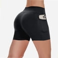 thumbnail image 1 of Breathable Form Fitting Womens Cycling Shorts with Pockets Yoga Running Fitness Shorts, 1 of 5