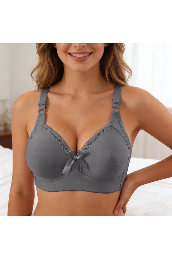 Breathable Full Coverage Wire-Free Support Bra with Wide Back Band and Secure Back Closure for Daily Comfort and All-Season Wear, 36, Grey