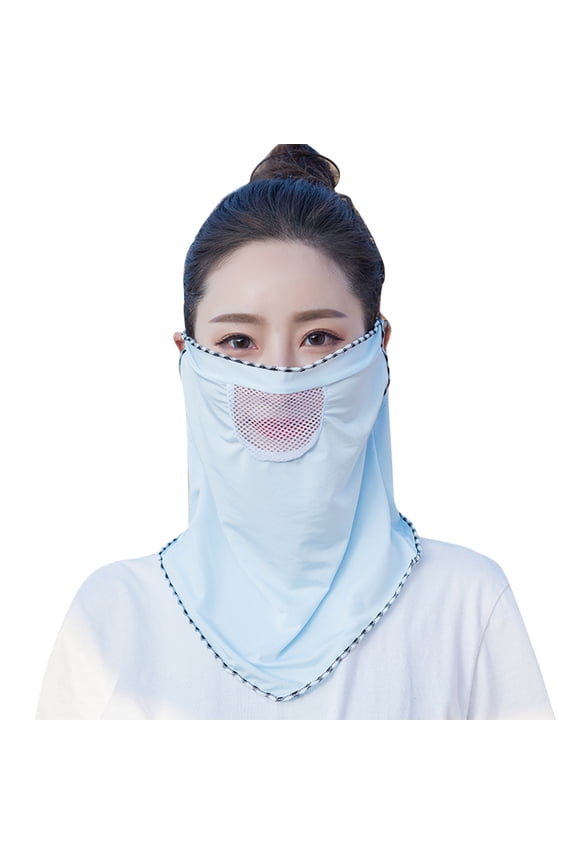 Breathable Full Face Mask with Wide Brim Sun UV Protection Hood for Men Women Fishing Motorcycle Skiing Blue One Size