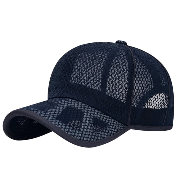 Breathable Full Mesh Baseball Cap for Men, Women, Lightweight Trucker Hats Curved Brim Snapback Hat Outdoor Adjustable Sports Running Hat Navy