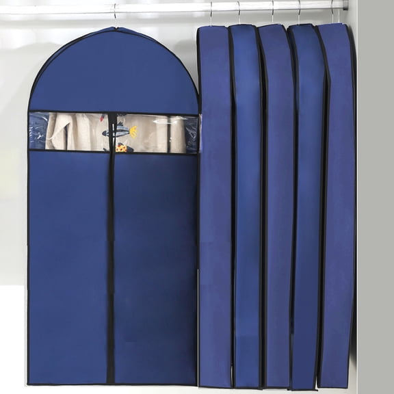 Breathable Garment Bag for Suit Storage and Travel, Foldable Hanging Clothes Protector with Clear Window and Full Zipper, 24x39in
