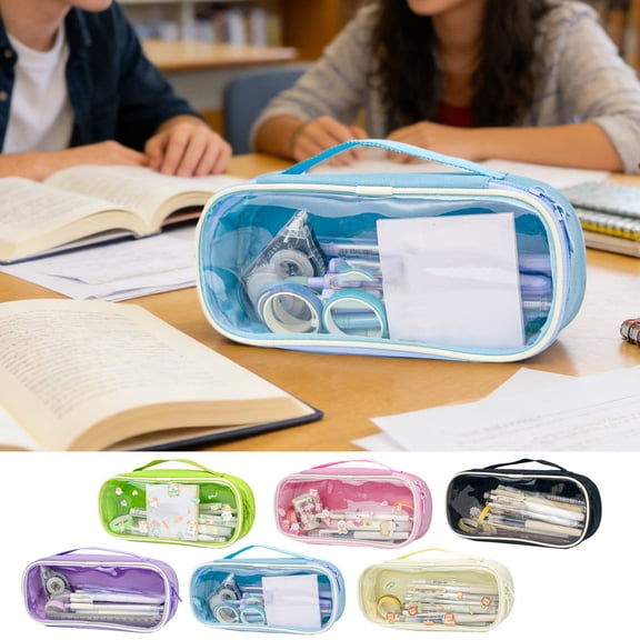 Breathable Grid Mesh Large Capacity Zipper Pencil Case, See-Through Minimalist Aesthetic Stationery Bag,Durable Multi-Purpose Portable Storage Pouch,for Men Women