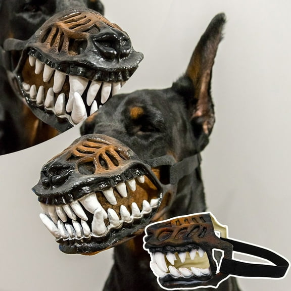 Breathable Halloween Dog Muzzle Hilarious Latex Puppy Muzzle Accessory with Lifelike Teeth Pet Party Decorations Party Celebration Supplies for Dress Up
