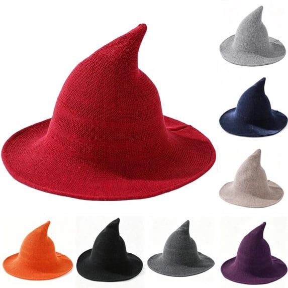 Breathable Halloween Pointed Wide Brim Witch Hat, Versatile Wizard Costume Accessory, Suitable for Halloween Parties, Festive Events and Holiday Outfits Wine